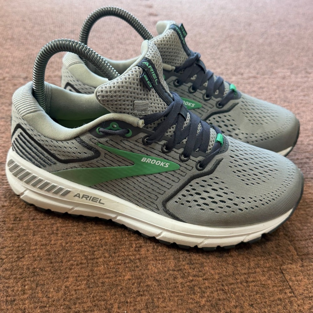 B+ Brooks Ariel 20 Womens 6.5 Grey‎ Green Stability Running Shoes 1203151B076